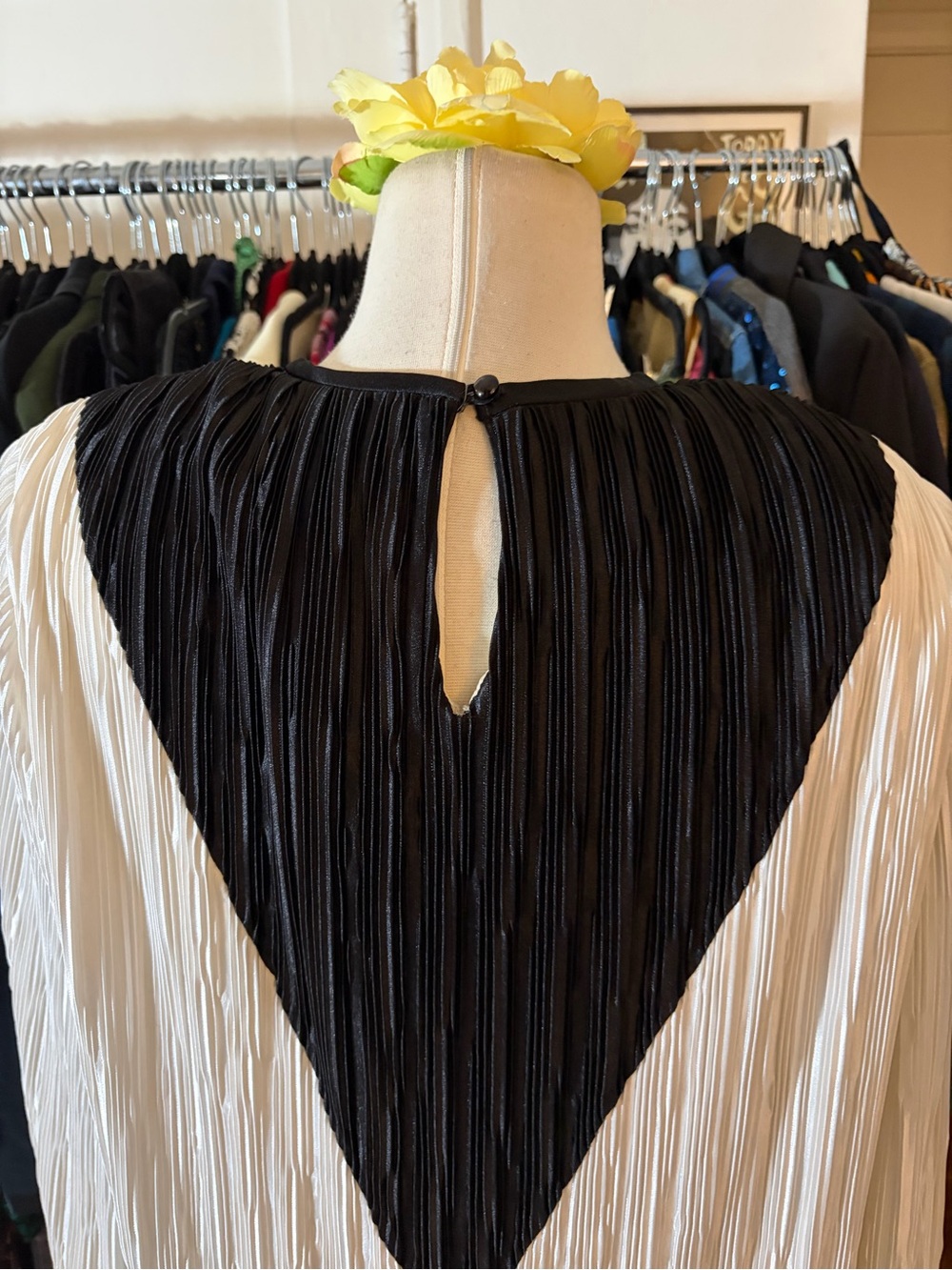 VTG 70s Hal Ferman PCF Petites Accordion Pleated Art Deco Geometric Dress - Picture 5 of 5